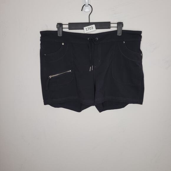 Athleta Womens Shorts Size XL Stretchy Black Drawstring Pull on Gym Walking Zip - Picture 1 of 9